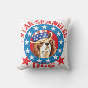 Patriotic Cavalier King Charles Spaniel Throw Pillow