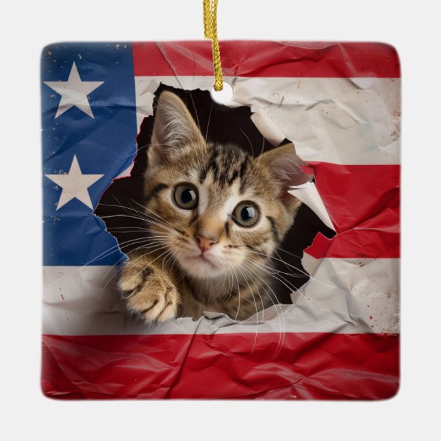 Patriotic Celebration Ceramic Ornament (Front)