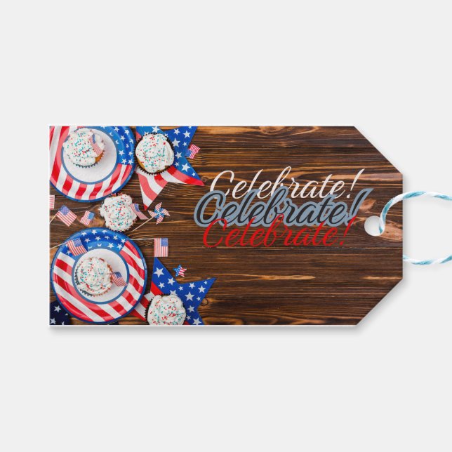 Patriotic Celebration Gift Tags (Front (Horizontal))