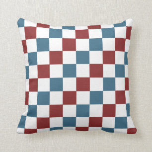 Patriotic Checker Pattern Throw Pillow