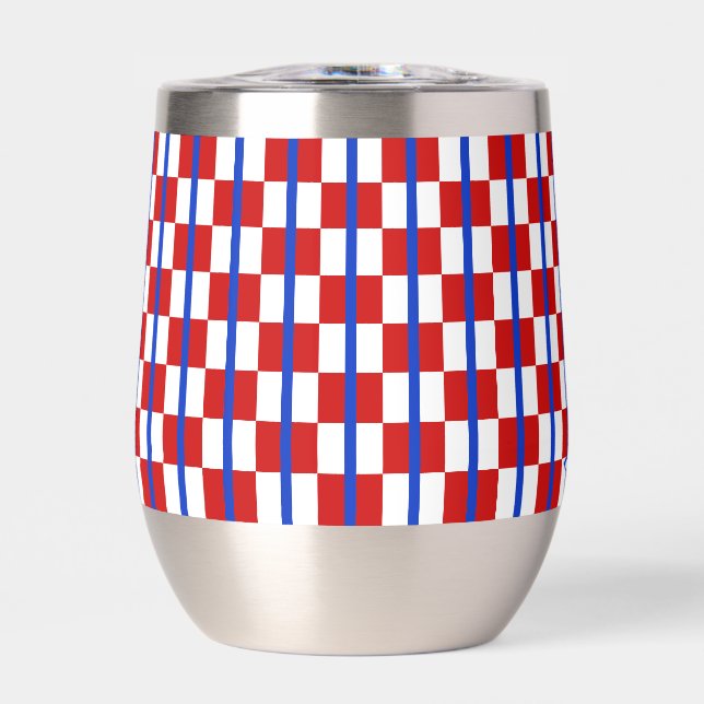 Patriotic Checker Stripe Stemless Wine Tumbler (Avant)