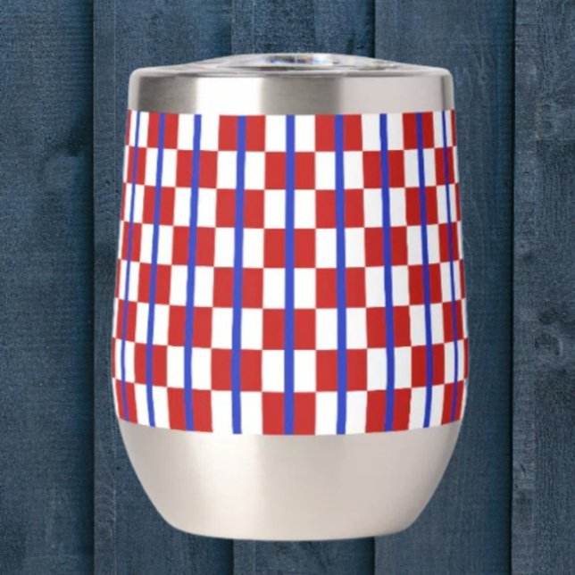 Patriotic Checker Stripe Stemless Wine Tumbler (Créateur téléchargé)