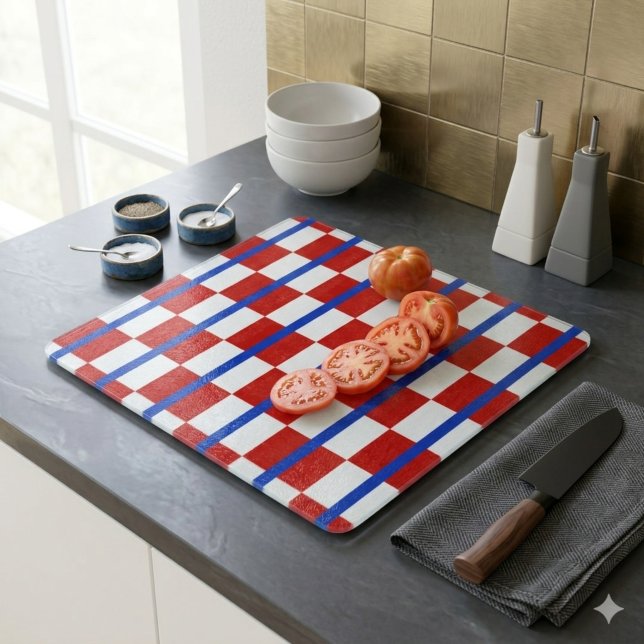 Patriotic Chequerboard Glass Cutting Board (Creator Uploaded)