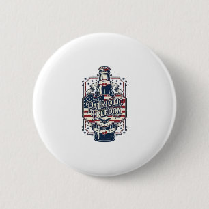 Patriotic Cherry Soda Retro Vector Graphic Tee_1 2 Inch Round Button