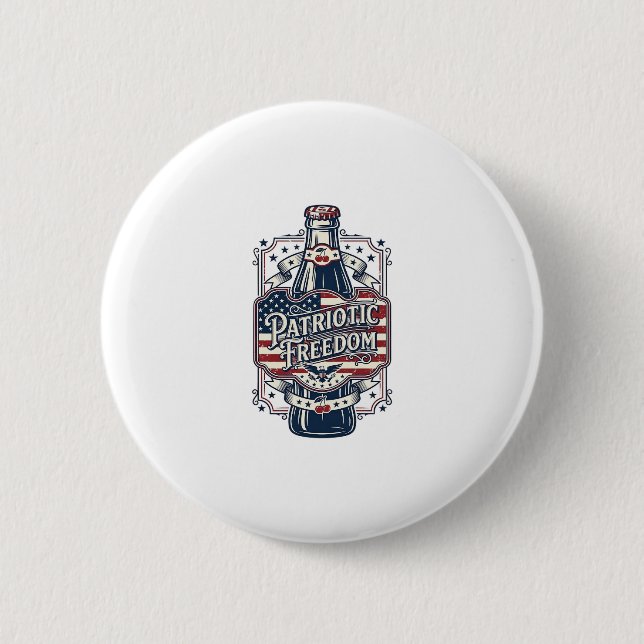 Patriotic Cherry Soda Retro Vector Graphic Tee_1 2 Inch Round Button (Front)