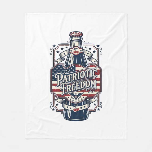 Patriotic Cherry Soda Retro Vector Graphic Tee_1 Fleece Blanket (Front)