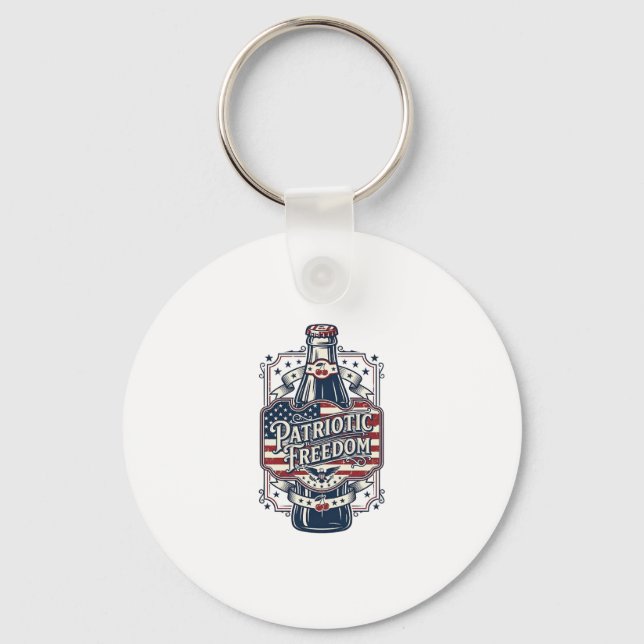 Patriotic Cherry Soda Retro Vector Graphic Tee_1 Keychain (Front)