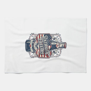 Patriotic Cherry Soda Retro Vector Graphic Tee_1 Kitchen Towel