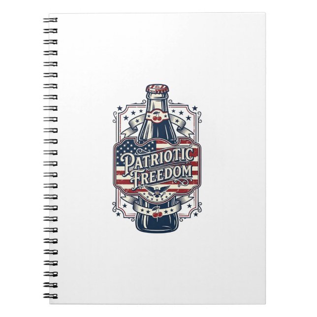 Patriotic Cherry Soda Retro Vector Graphic Tee_1 Notebook (Front)