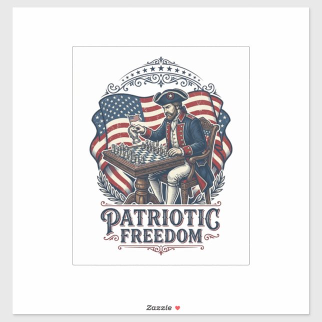 Patriotic Chess Player Vector Graphic Tee (Sheet)