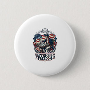 Patriotic Chess Player Vector Graphic Tee 2 Inch Round Button