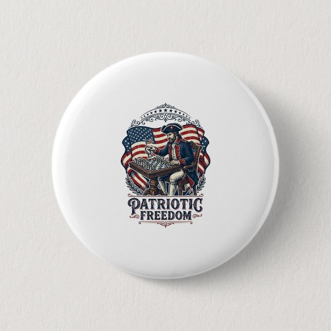 Patriotic Chess Player Vector Graphic Tee 2 Inch Round Button (Front)
