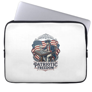 Patriotic Chess Player Vector Graphic Tee Laptop Sleeve
