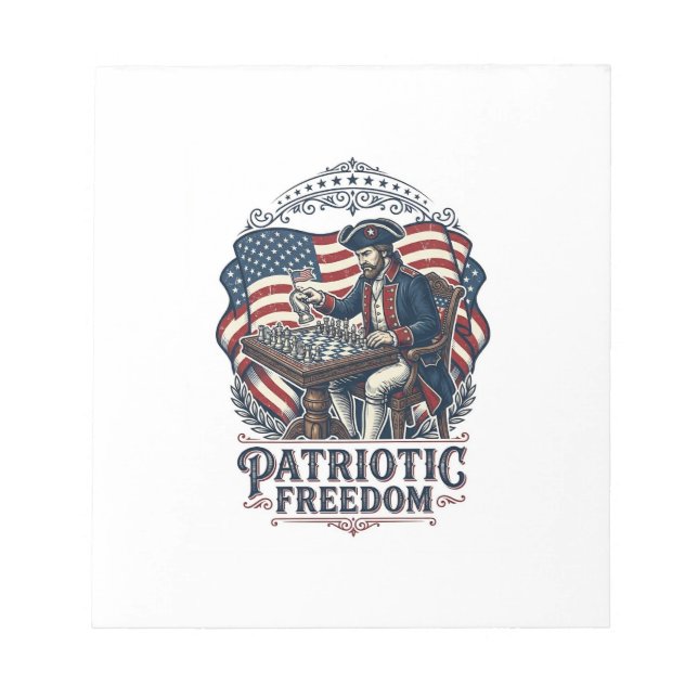 Patriotic Chess Player Vector Graphic Tee Notepad (Front)