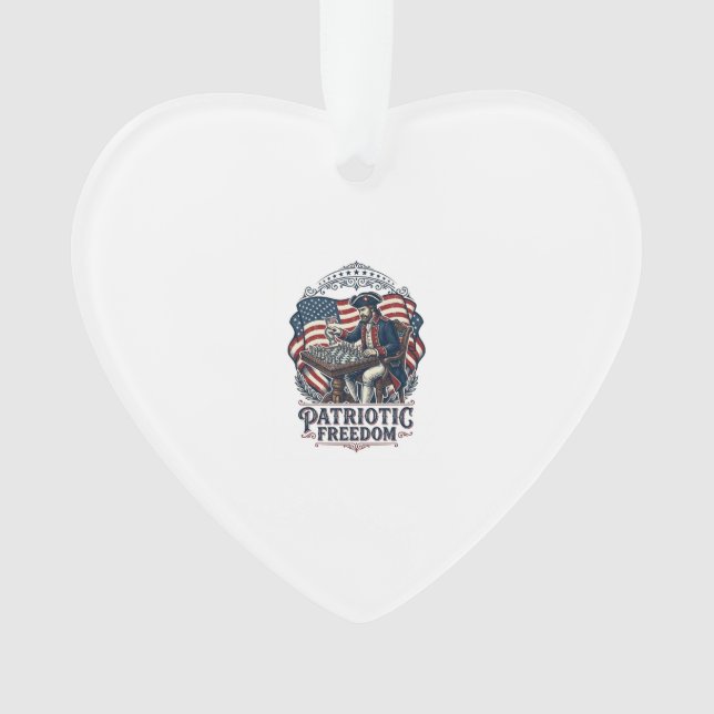 Patriotic Chess Player Vector Graphic Tee Ornament (Front)