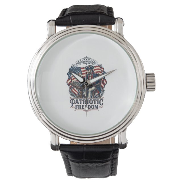 Patriotic Chess Player Vector Graphic Tee Watch (Front)