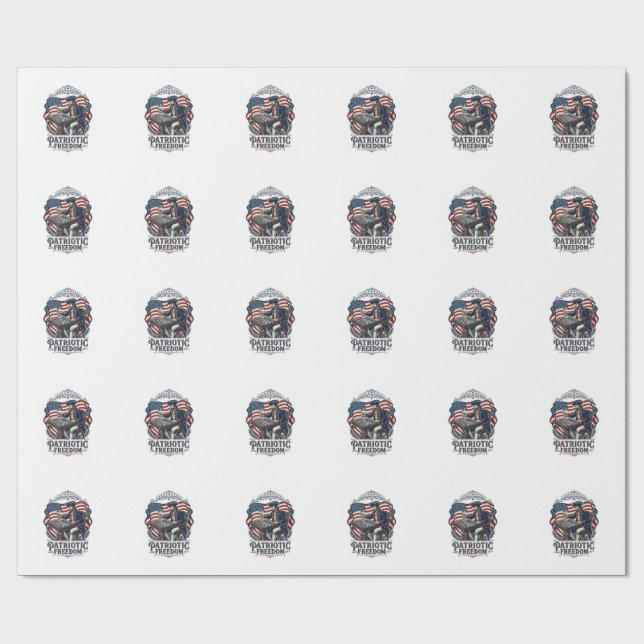 Patriotic Chess Player Vector Graphic Tee Wrapping Paper (Flat)