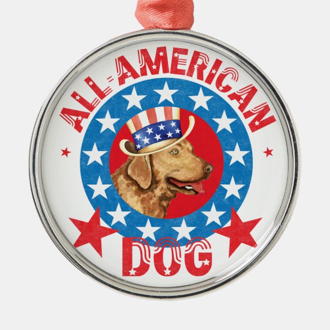 Patriotic Chessie Metal Ornament (Front)