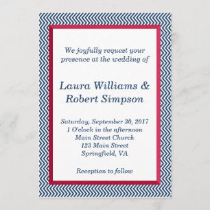 Patriotic Chevron Border Wedding Invitation