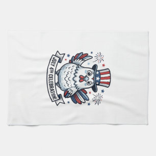 Patriotic Chicken July 4th Celebration T-Shirt Des Kitchen Towel