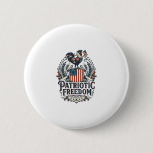 Patriotic Chicken Keeper Vector Graphic Tee_1 2 Inch Round Button