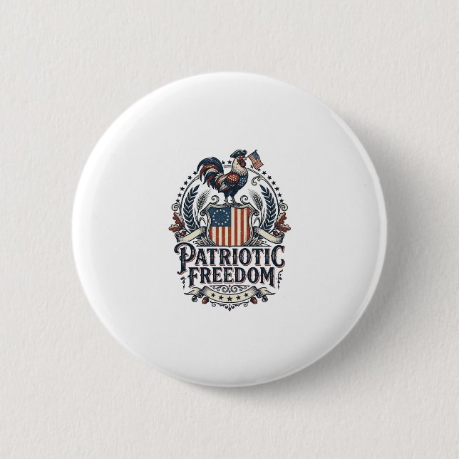 Patriotic Chicken Keeper Vector Graphic Tee_1 2 Inch Round Button (Front)