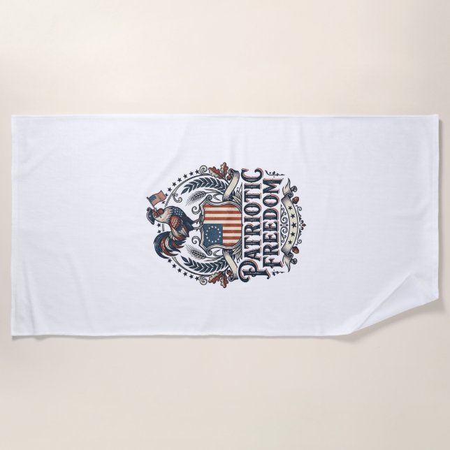 Patriotic Chicken Keeper Vector Graphic Tee_1 Beach Towel (Front)