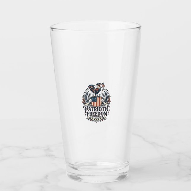 Patriotic Chicken Keeper Vector Graphic Tee_1 Glass (Front)