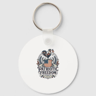 Patriotic Chicken Keeper Vector Graphic Tee_1 Keychain