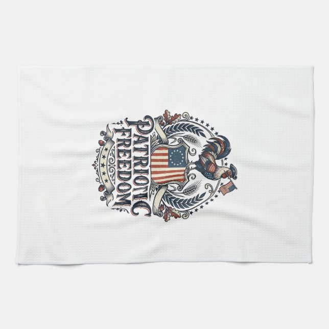 Patriotic Chicken Keeper Vector Graphic Tee_1 Kitchen Towel (Horizontal)