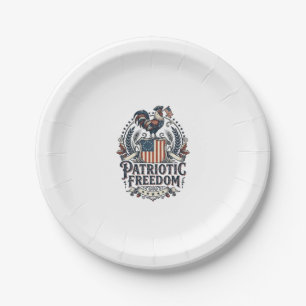 Patriotic Chicken Keeper Vector Graphic Tee_1 Paper Plate