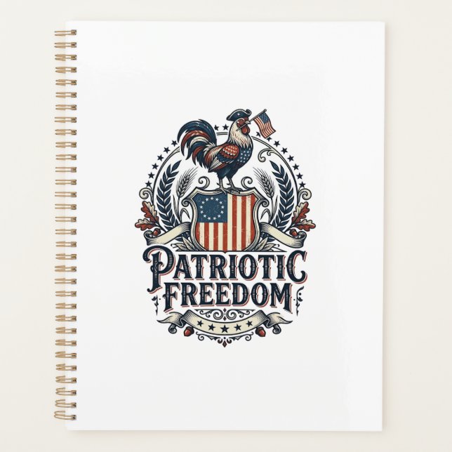 Patriotic Chicken Keeper Vector Graphic Tee_1 Planner (Front)