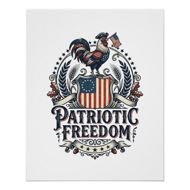 Patriotic Chicken Keeper Vector Graphic Tee_1 Poster (Front)