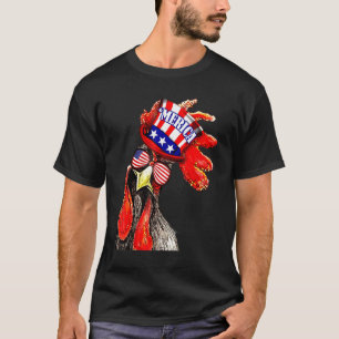Patriotic Chicken Merica 4th Of July Usa Independe T-Shirt