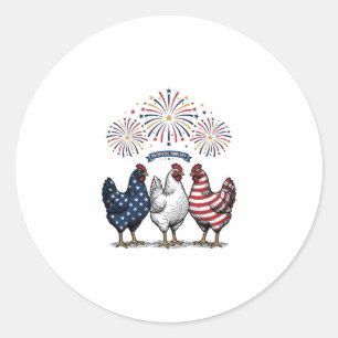 Patriotic Chicken Trio Vintage Engraving Vector De Classic Round Sticker