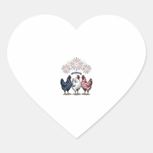 Patriotic Chicken Trio Vintage Engraving Vector De Heart Sticker
