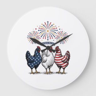 Patriotic Chicken Trio Vintage Engraving Vector De Large Clock
