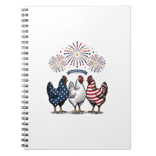 Patriotic Chicken Trio Vintage Engraving Vector De Notebook