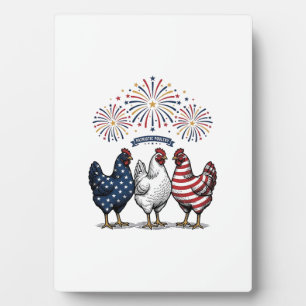 Patriotic Chicken Trio Vintage Engraving Vector De Plaque