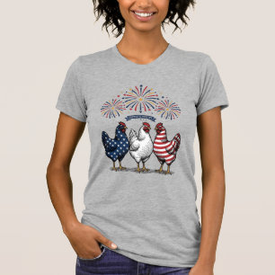 Patriotic Chicken Trio Vintage Engraving Vector De T-Shirt
