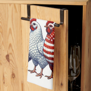 Patriotic Chickens  Kitchen Towel