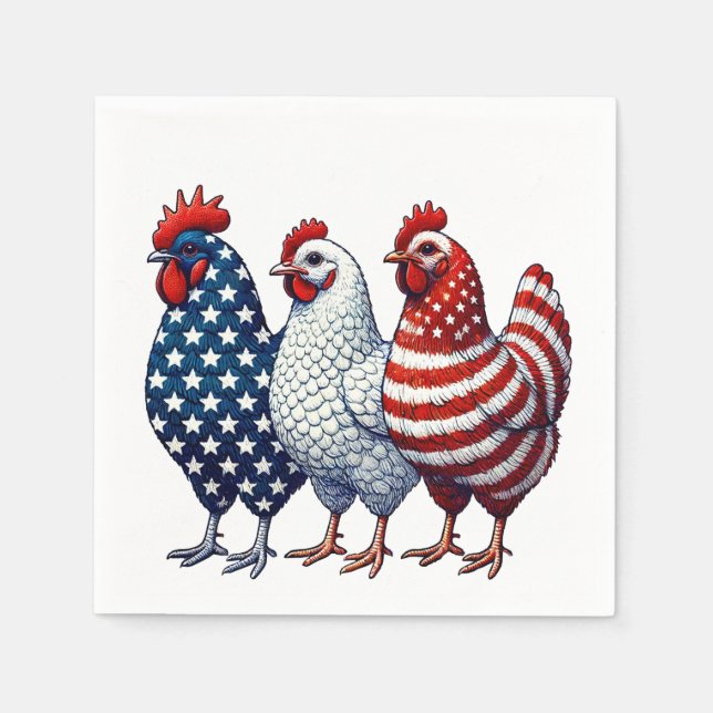 Patriotic Chickens  Napkin (Front)