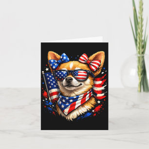 Patriotic chihuahua american flag sunglasses 4th o card