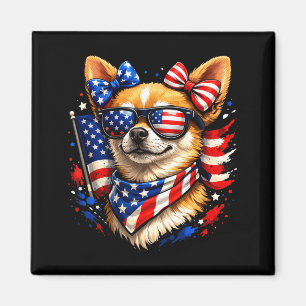 Patriotic chihuahua american flag sunglasses 4th o magnet