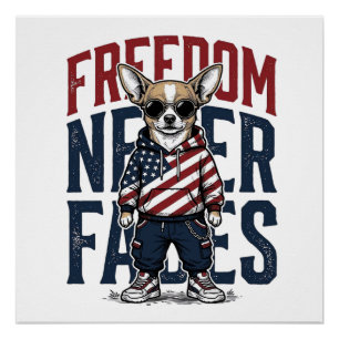 Patriotic Chihuahua Freedom Vintage Dog Shirt Desi Poster