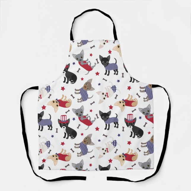 Patriotic Chihuahua Pattern Apron (Front)