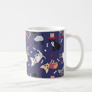 Patriotic Chihuahua Pattern Coffee Mug