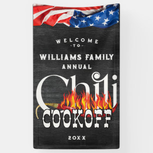 Patriotic Chili Cookoff Rustic CookOff Contest Banner