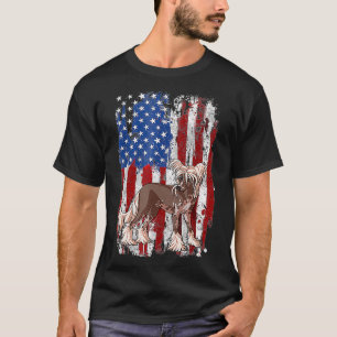 Patriotic Chinese Crested American Flag 4th Of Jul T-Shirt