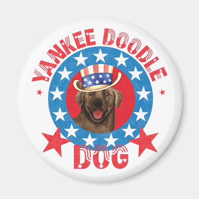 Patriotic Chocolate Lab Magnet (Front)